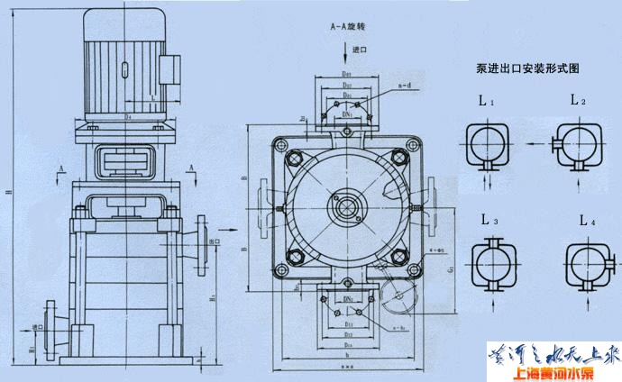 LG型高层建筑多级给水泵（安装尺寸）